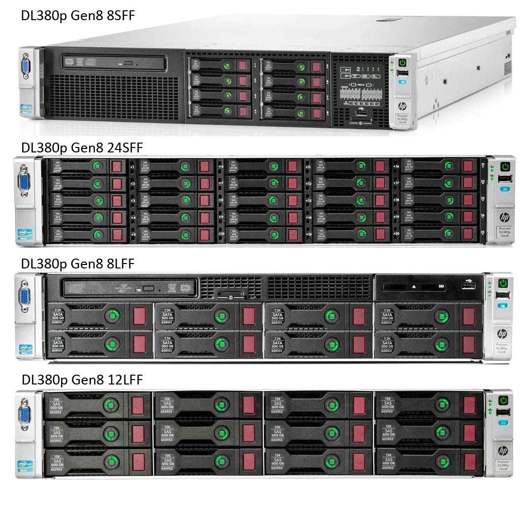 HP ProLiant DL380p G8 & G9 Rack Server | Dual Intel Xeon E5-2620 / E5-2650 | 16-32 GB DDR3 | SAS 2.5″ & 3.5″ HDD | RAID | Dual PSU